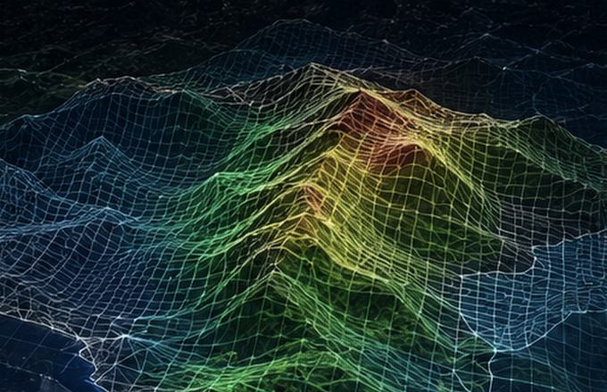 3D terrain model with GIS elevation mesh