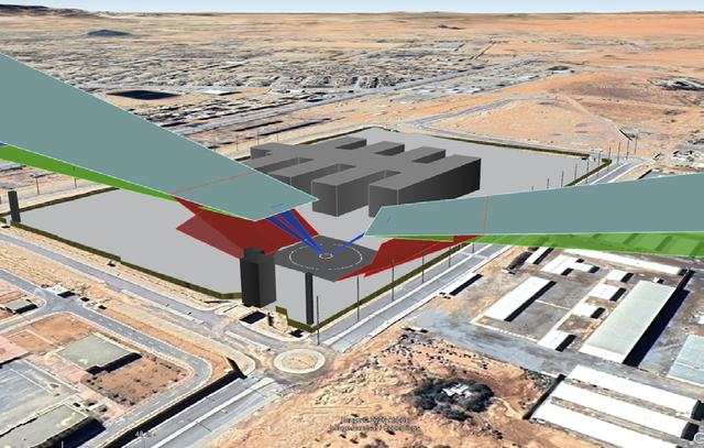 3D model of elevated obstacle limitation surfaces over a military heliport