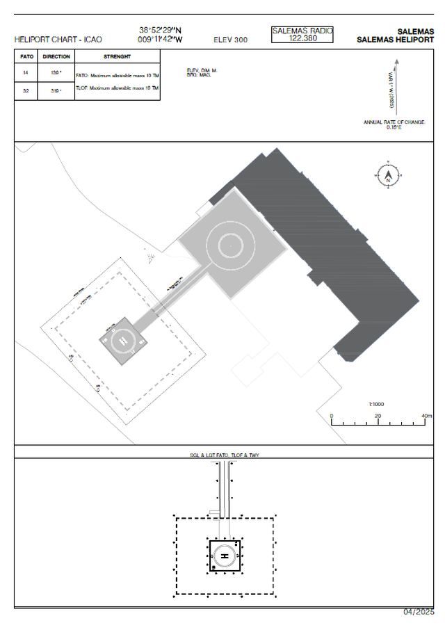 Private heliport technical chart and site layout